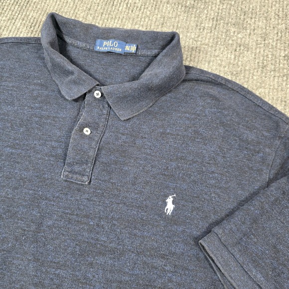 Polo Ralph Lauren Polo Shirt Mens 4XLT Navy Heather Short Sleeve Pony Logo - Picture 1 of 11